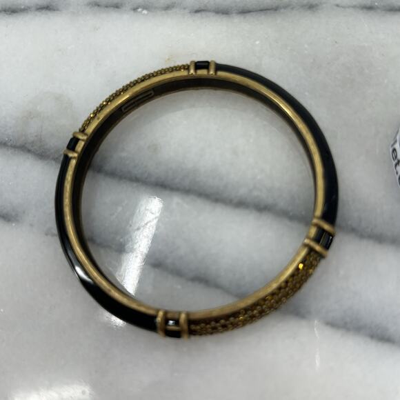 Judith Leiber gold Black Enamel pave bangle bracelet - Picture 6 of 6